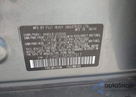 2010 Subaru Forester 2.5X Premium from USA, damaged, VIN JF2SH6CC8AH907917